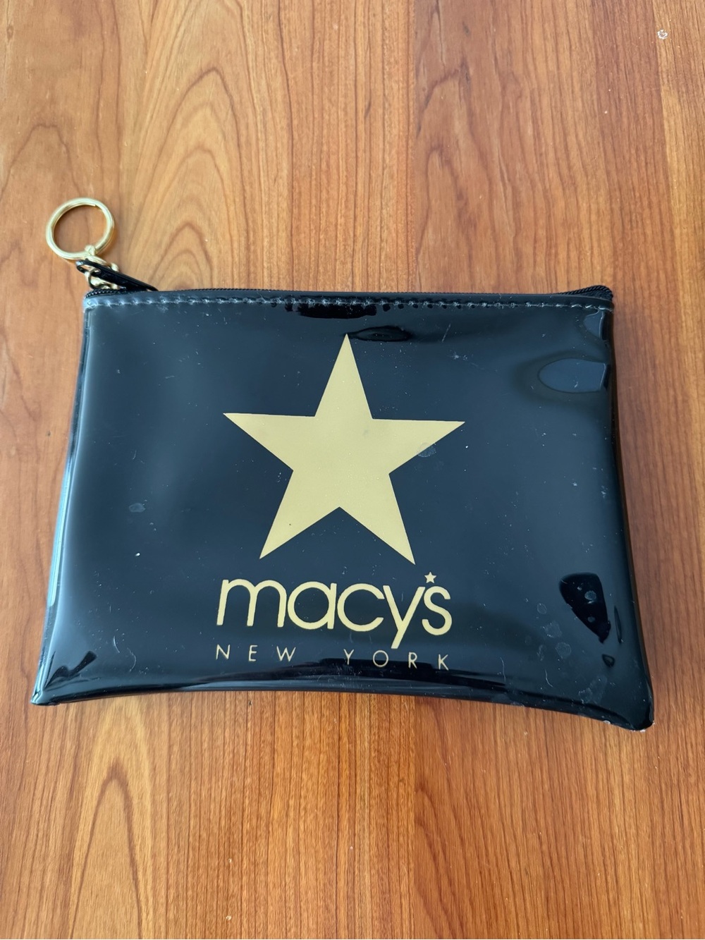 Macy's Black Vinyl Star Pouch - Gold Logo